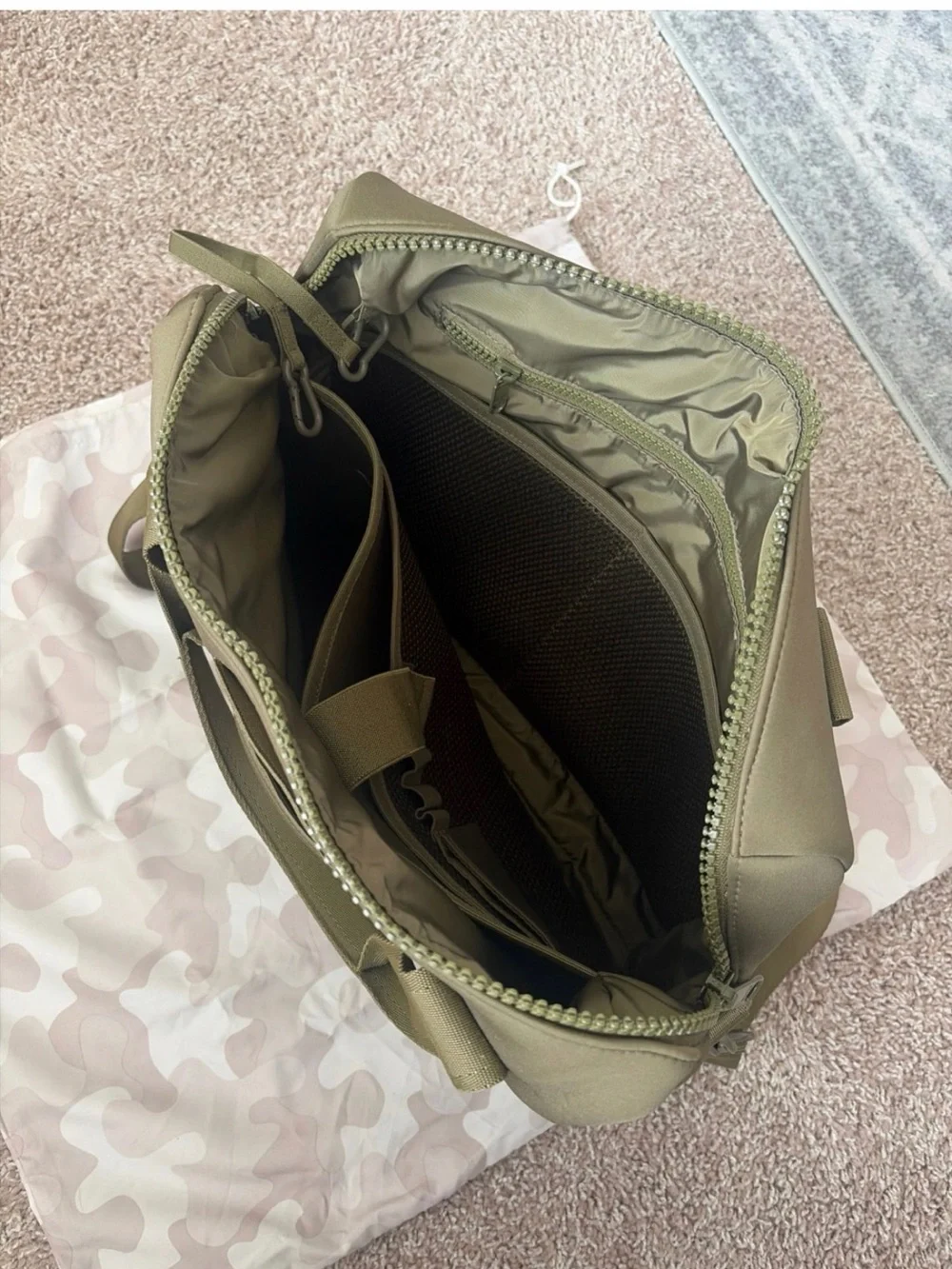 Dagne Dover Olive Neoprene Laptop Tote with Crossbody Strap